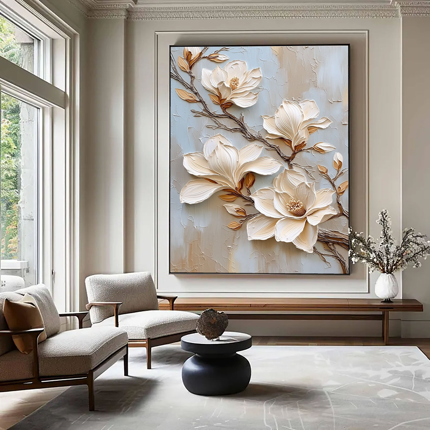 Sculpted Magnolia Grace | Cream Petal Bloom