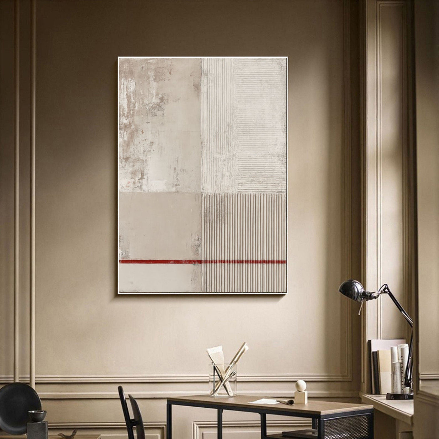 Textured Minimalist Contrast | Beige Lines