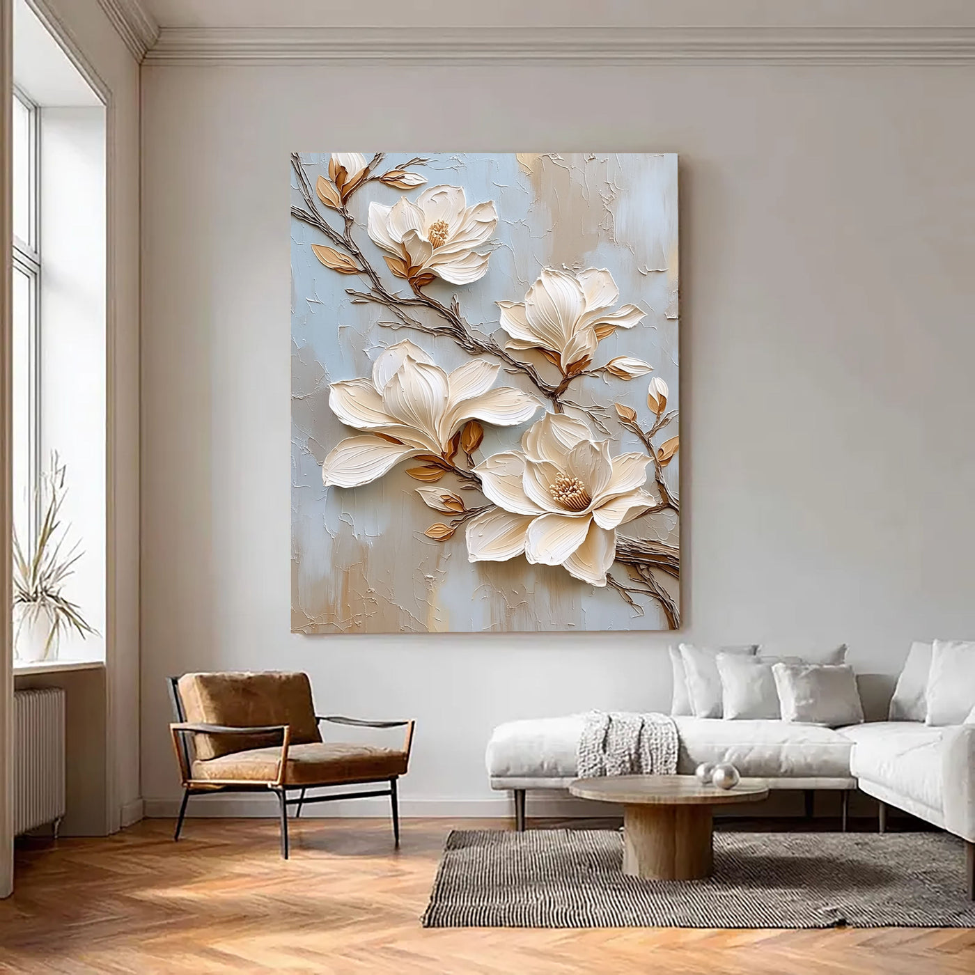 Sculpted Magnolia Grace | Cream Petal Bloom
