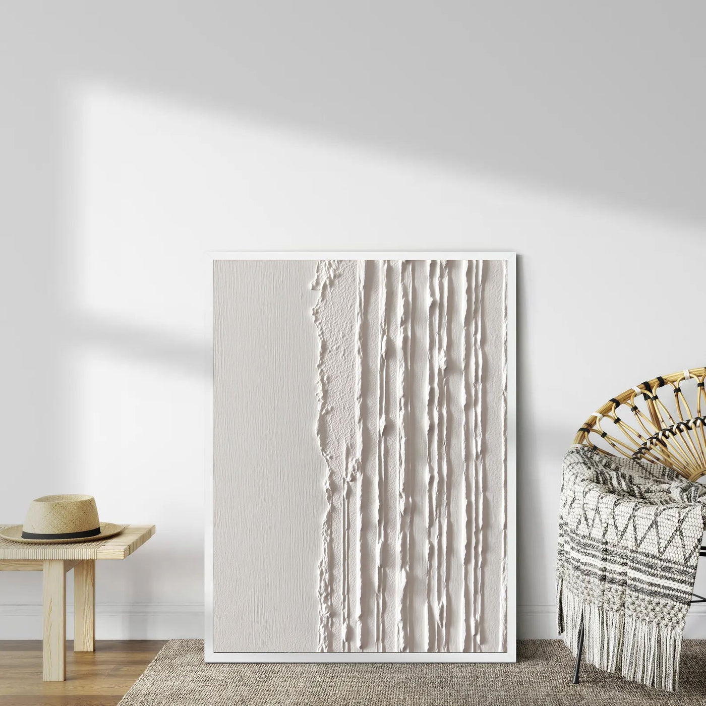 Textured Linear Divide | Ivory Stripes