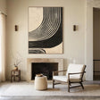 Textured Curved Lines | Black Beige