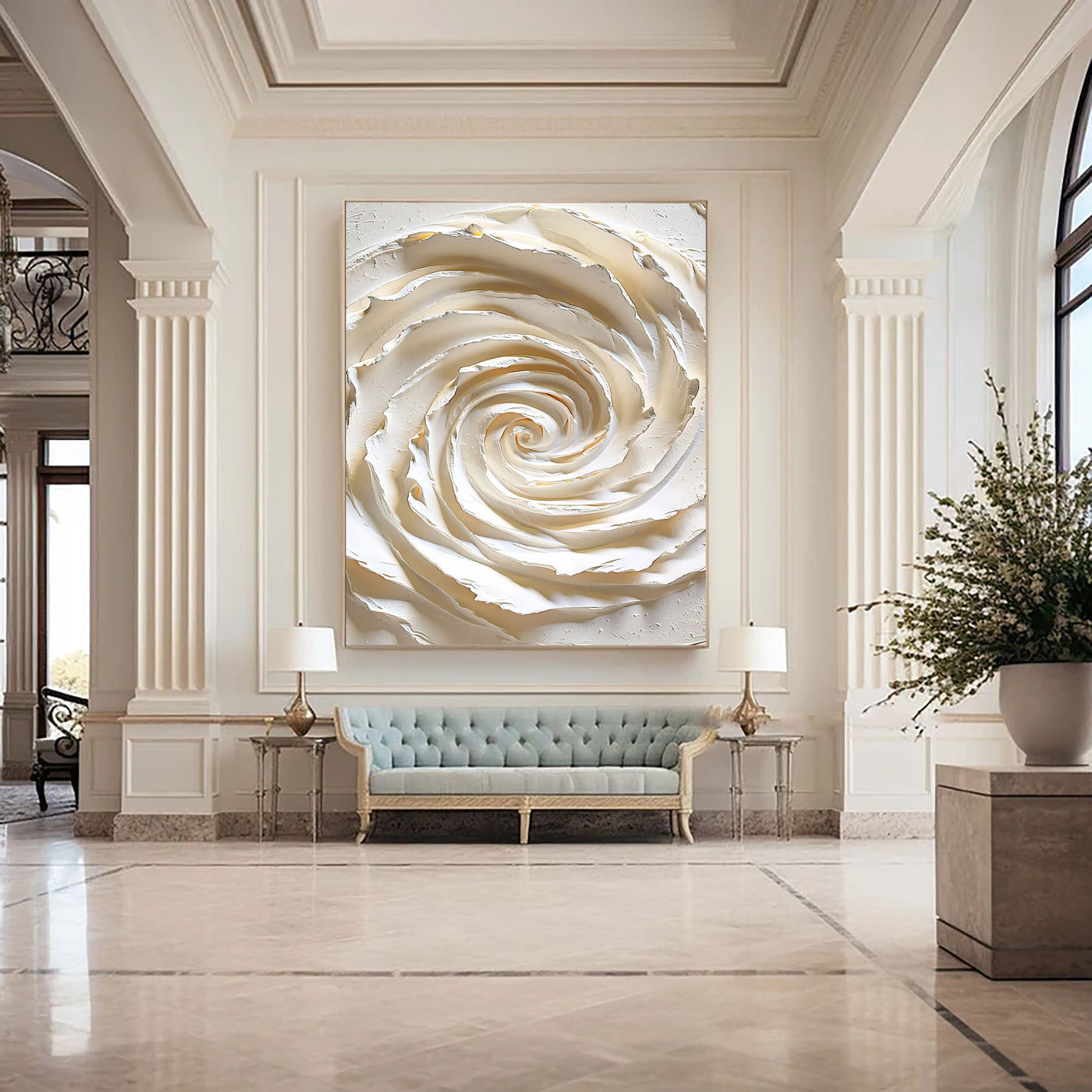 Textured Swirl Serenity | Ivory Spiral