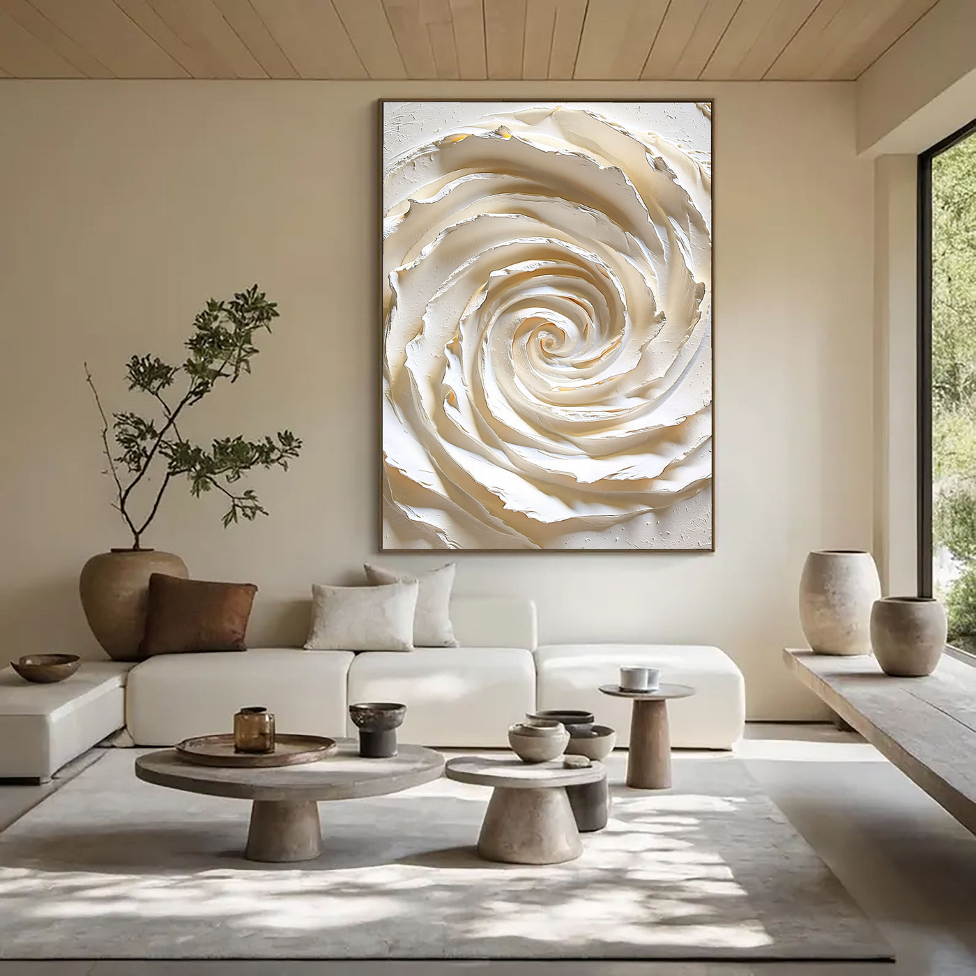 Textured Swirl Serenity | Ivory Spiral