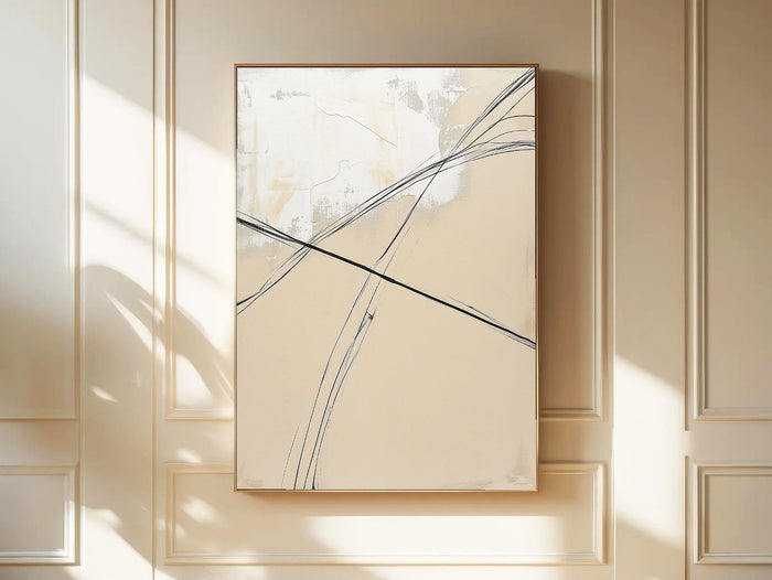 Textured Lineal Elegance | Beige Black
