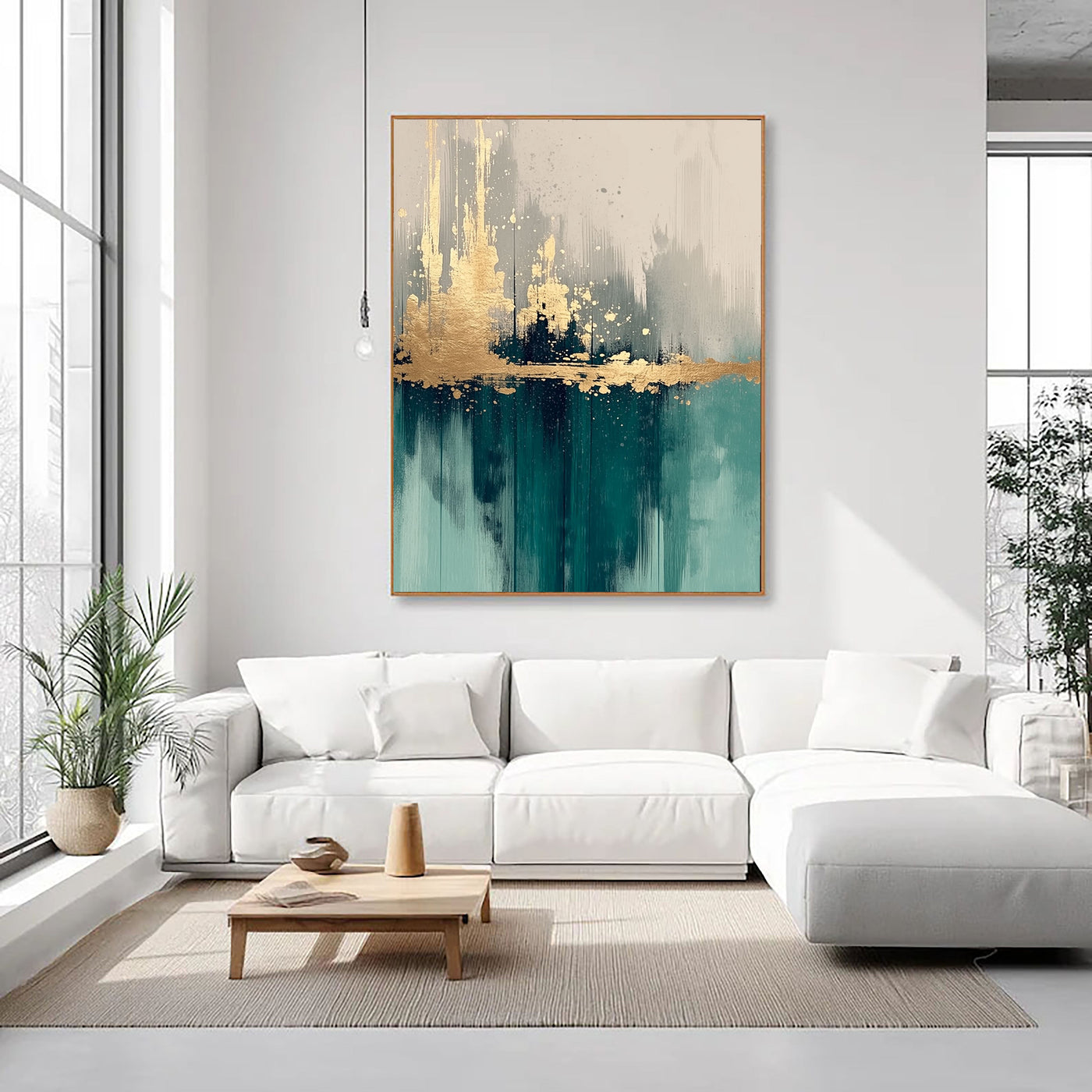 Golden Horizon Glow | Teal Depth