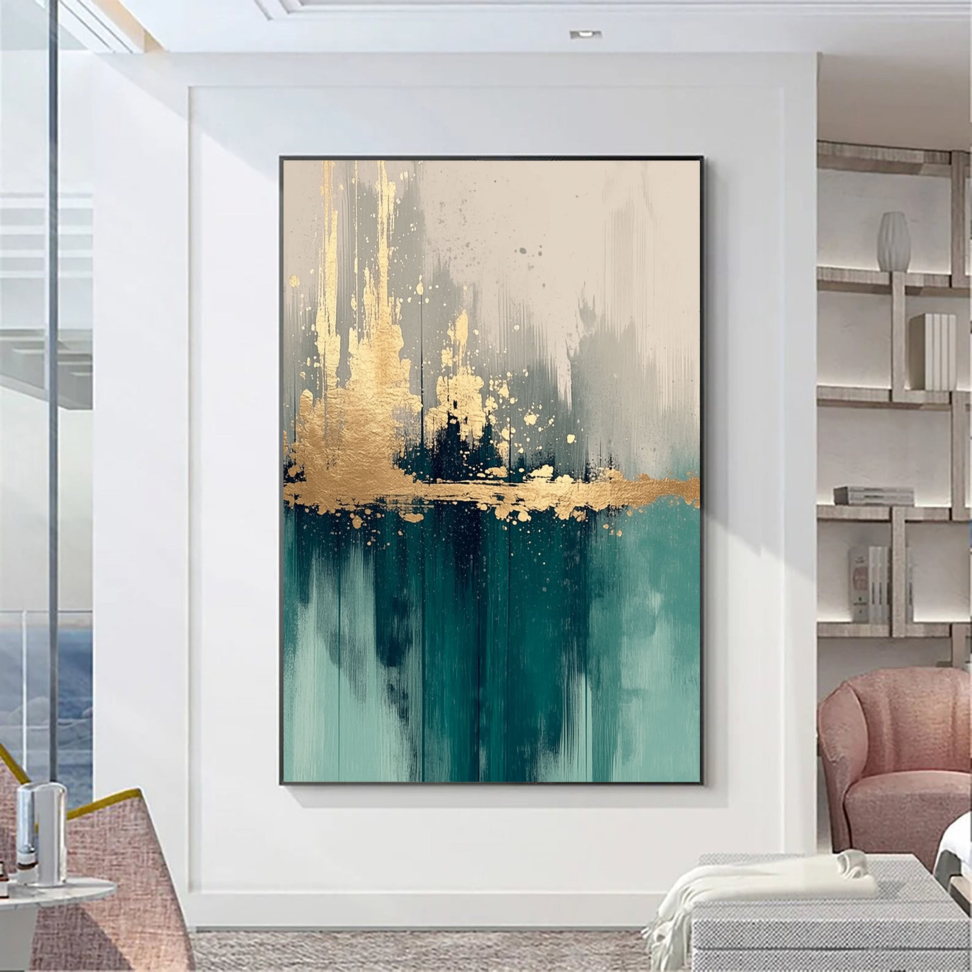 Golden Horizon Glow | Teal Depth