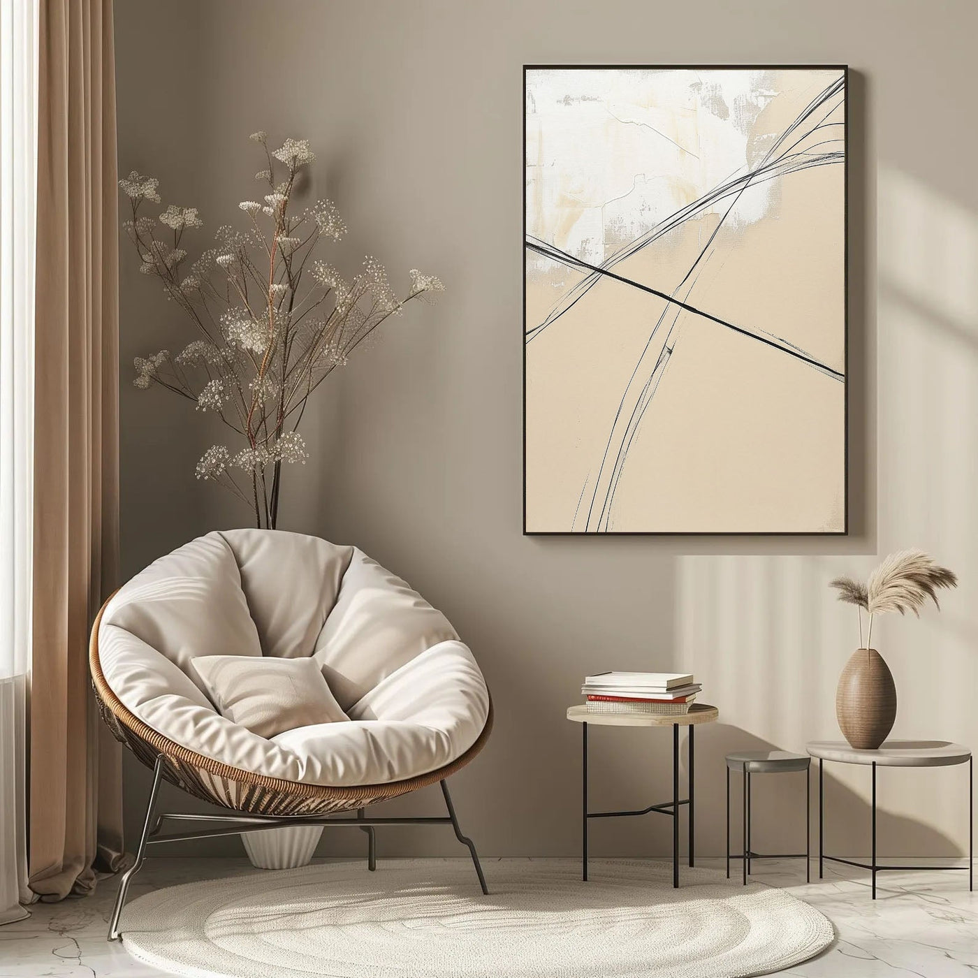 Textured Lineal Elegance | Beige Black