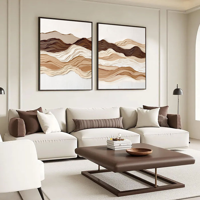 Layered Earth Tone Waves | Abstract Landscape