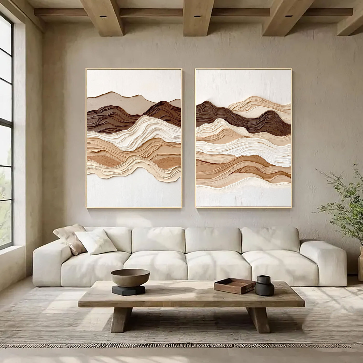 Layered Earth Tone Waves | Abstract Landscape