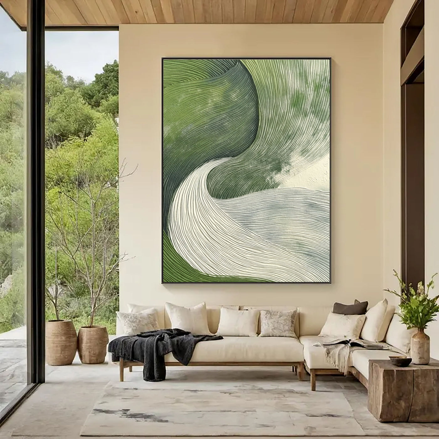 Textured Wave Vista | Green Currents