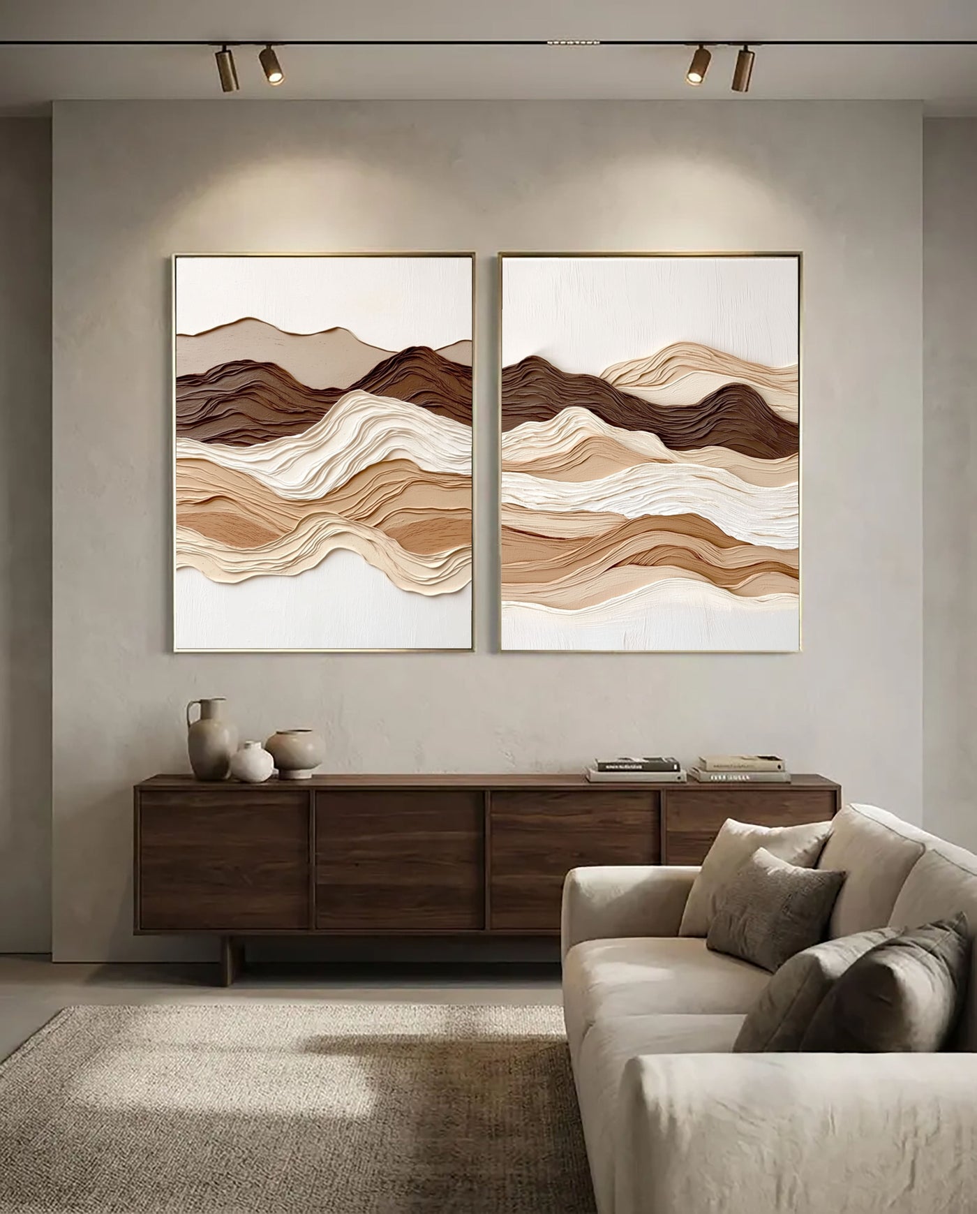 Layered Earth Tone Waves | Abstract Landscape