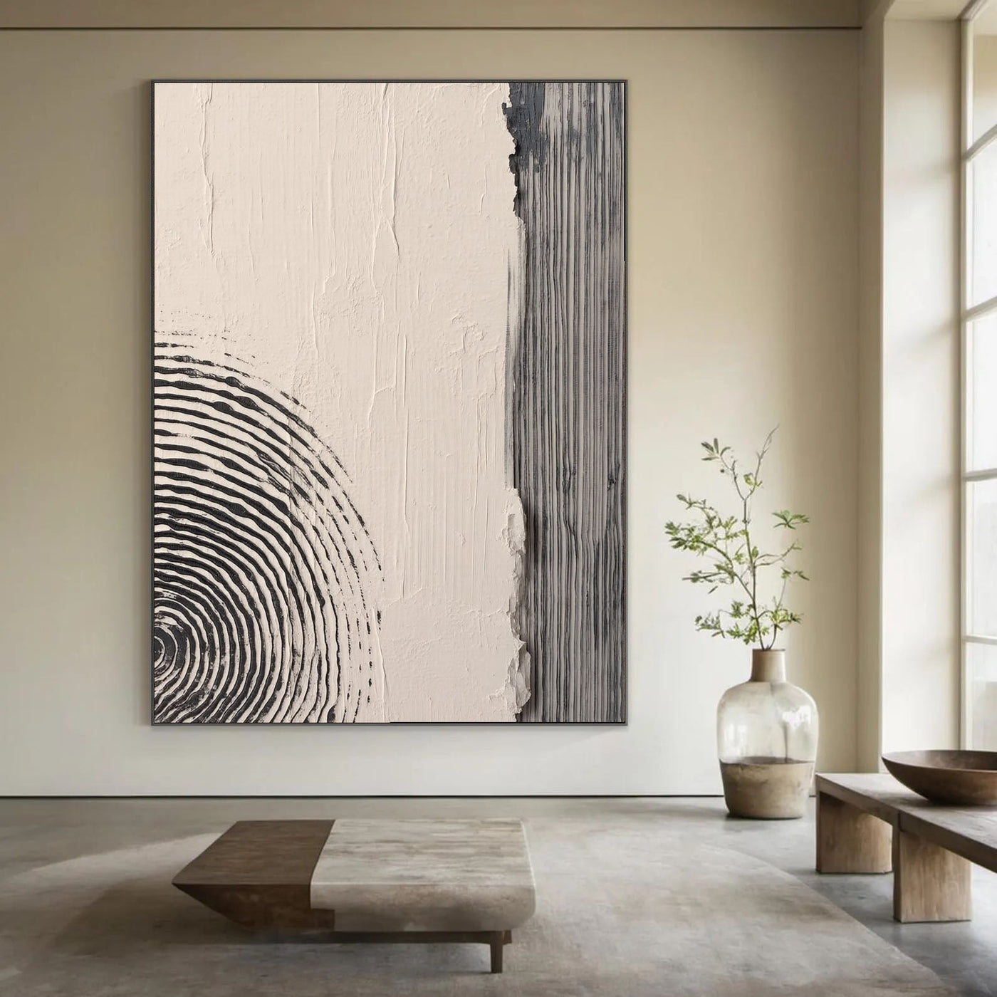 Textured Minimalist Circles | Charcoal Lines