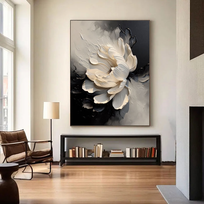 Textured Floral Opulence | Monochrome Bloom