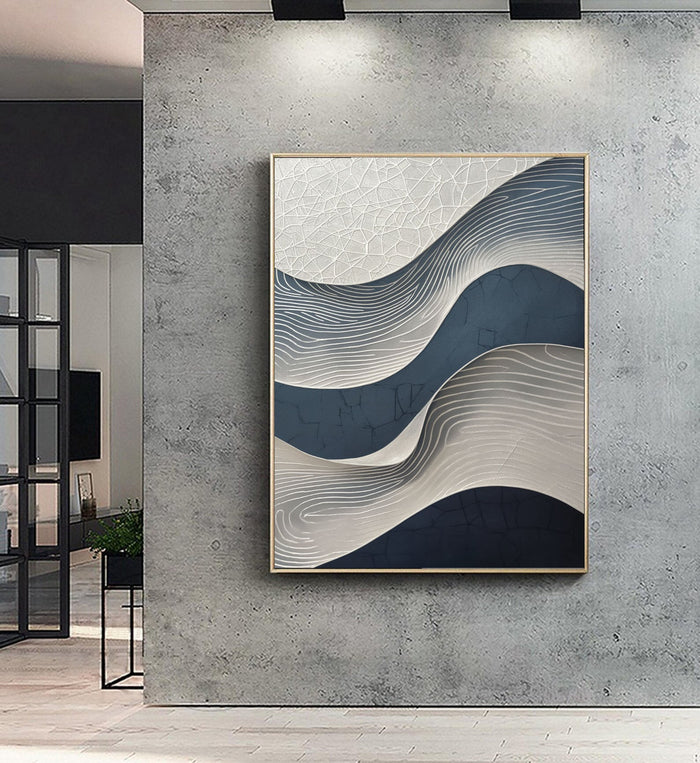 Textured Wave Serenity | Indigo Flow