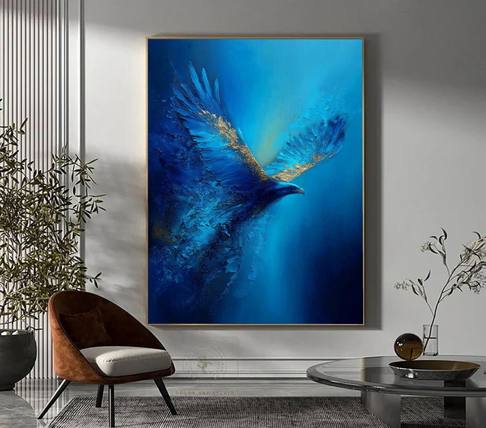 Textured Azure Wings | Gilded Accents