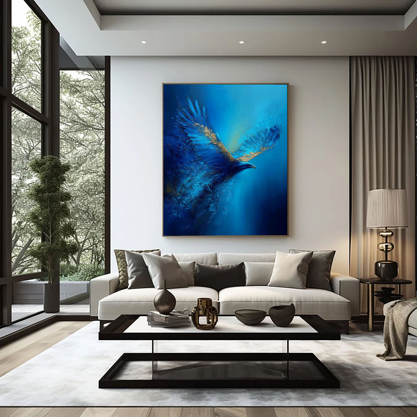 Textured Azure Wings | Gilded Accents