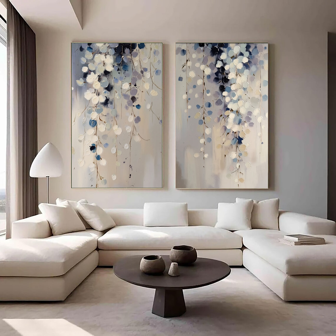 Cascading Floral Dots | Blue White