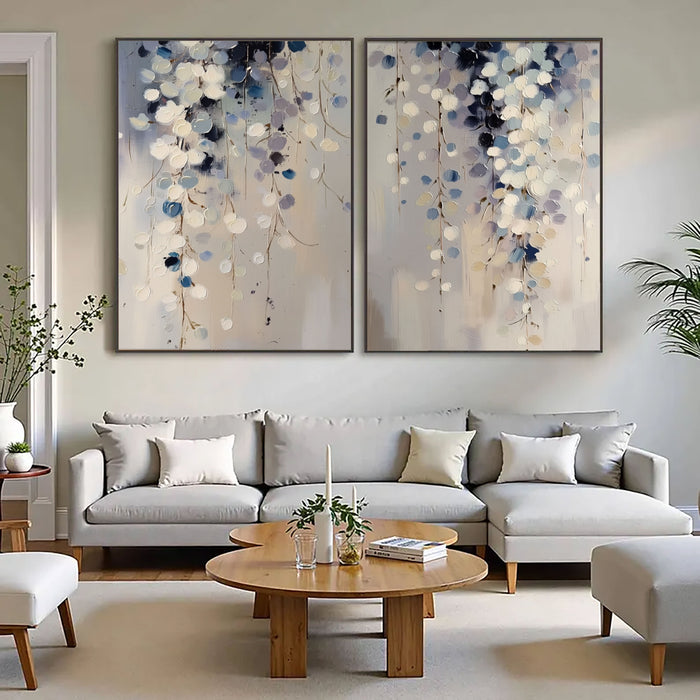 Cascading Floral Dots | Blue White