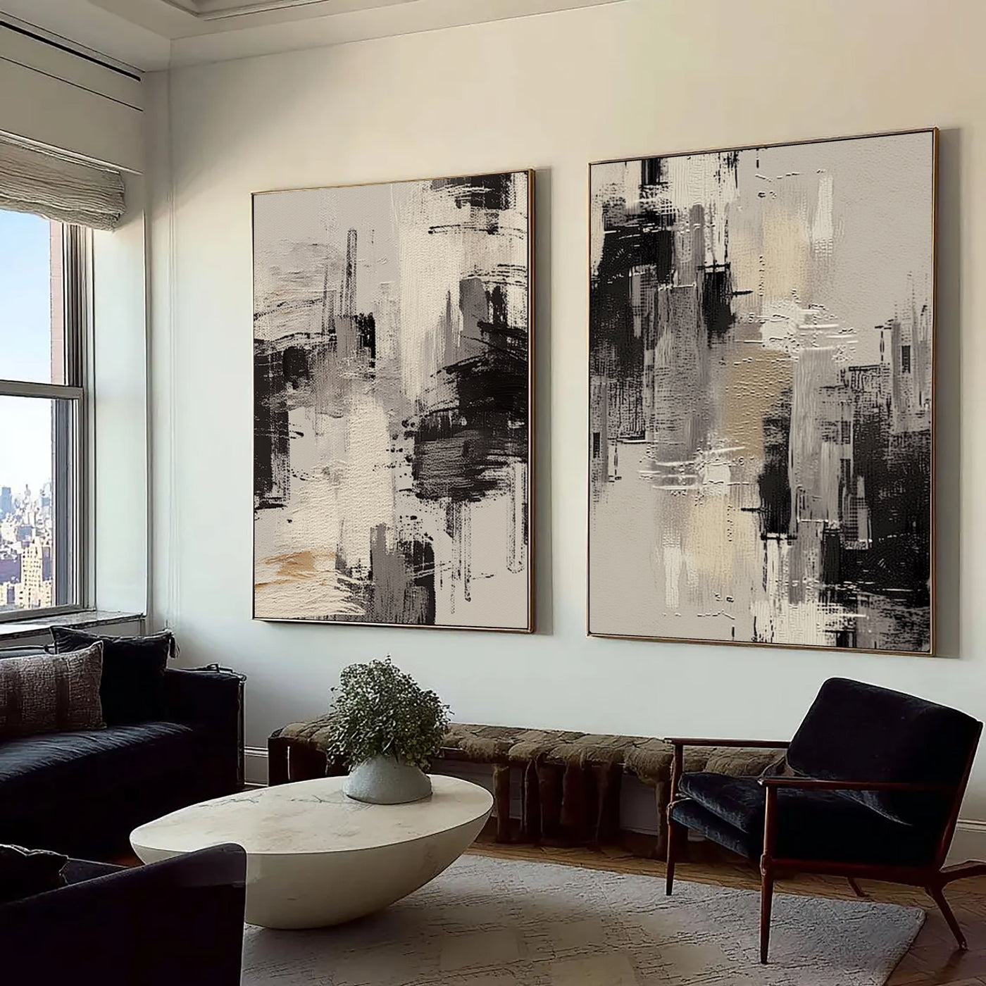 Minimalist Monochrome Brushstrokes | Urban Echo