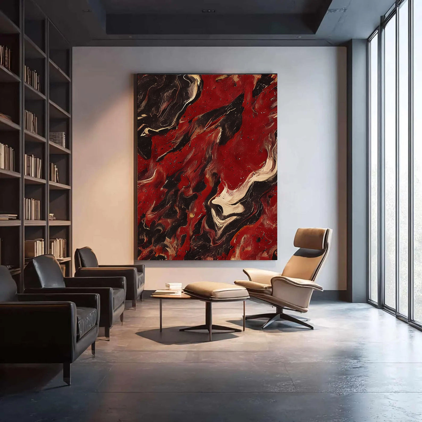 Textured Crimson Surge | Ebony Swirl