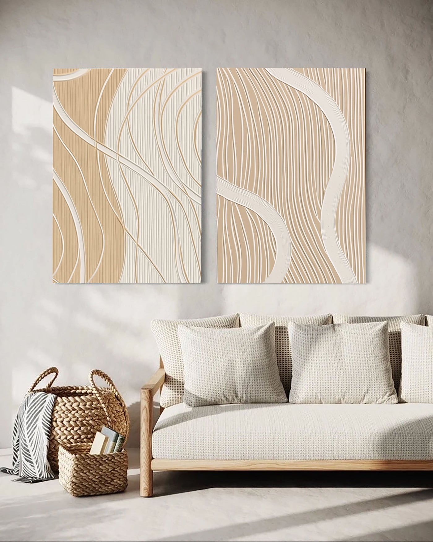 Elegant Beige Line Art | Flowing Grace