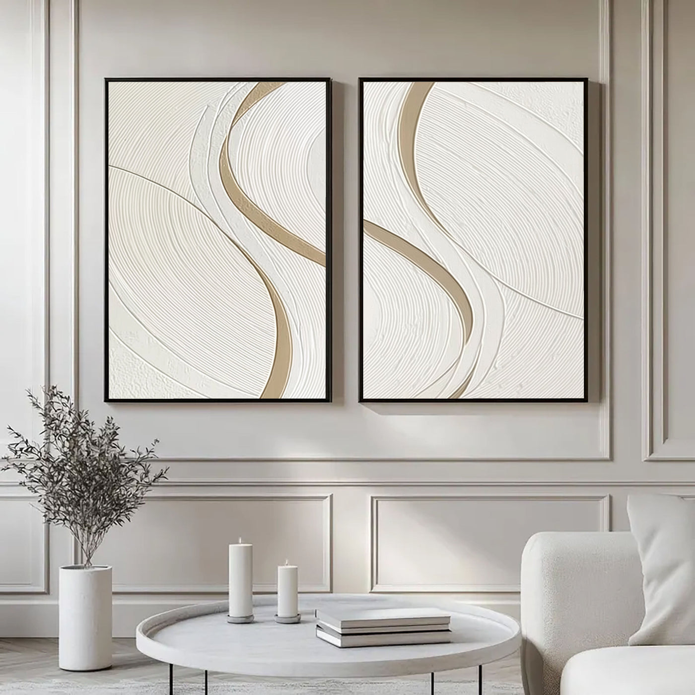 Minimalist White Line Art | Golden Curve