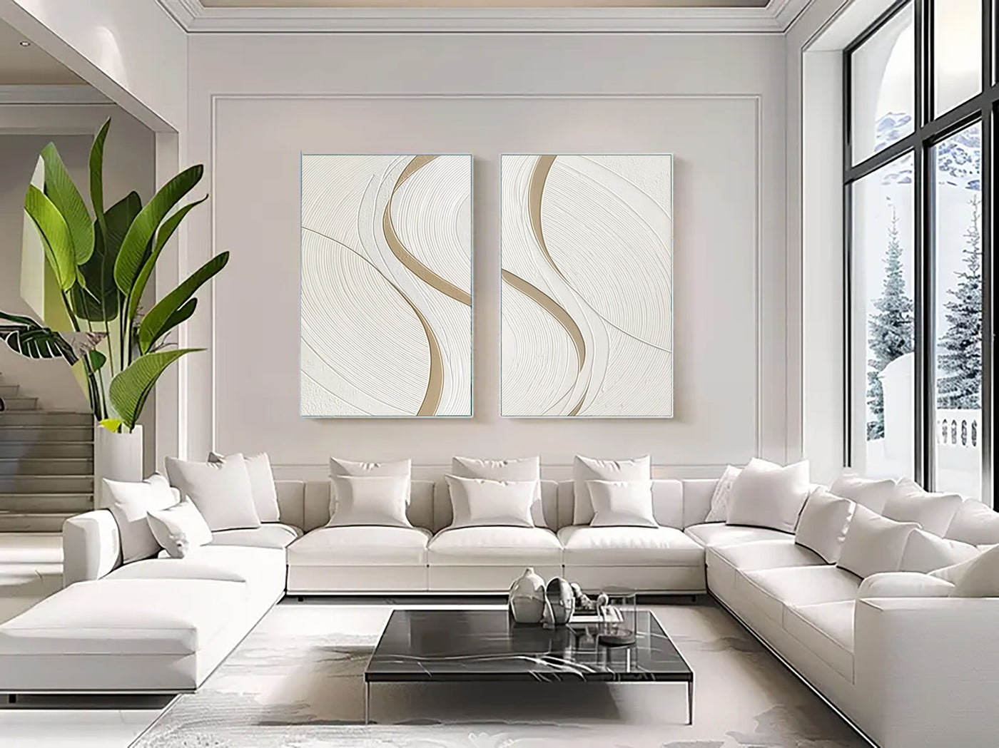 Minimalist White Line Art | Golden Curve