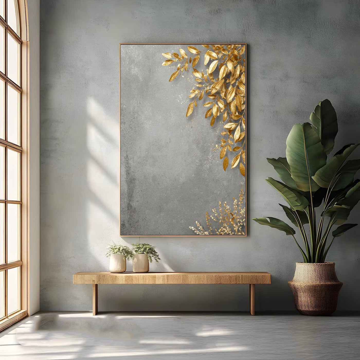 Gilded Foliage Opulence | Gray Backdrop