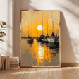 Golden Harbor Stillness | Moonlit Masts