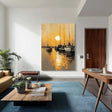 Golden Harbor Stillness | Moonlit Masts