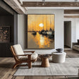 Golden Harbor Stillness | Moonlit Masts