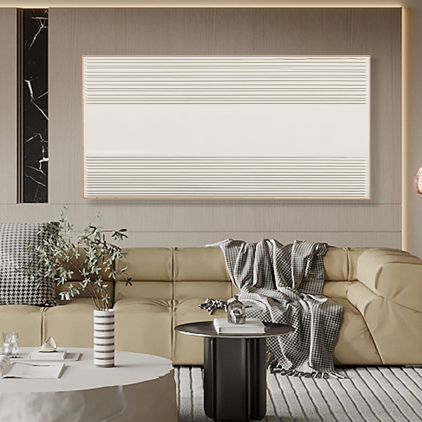 Textured Linear Grace | Ivory Panels