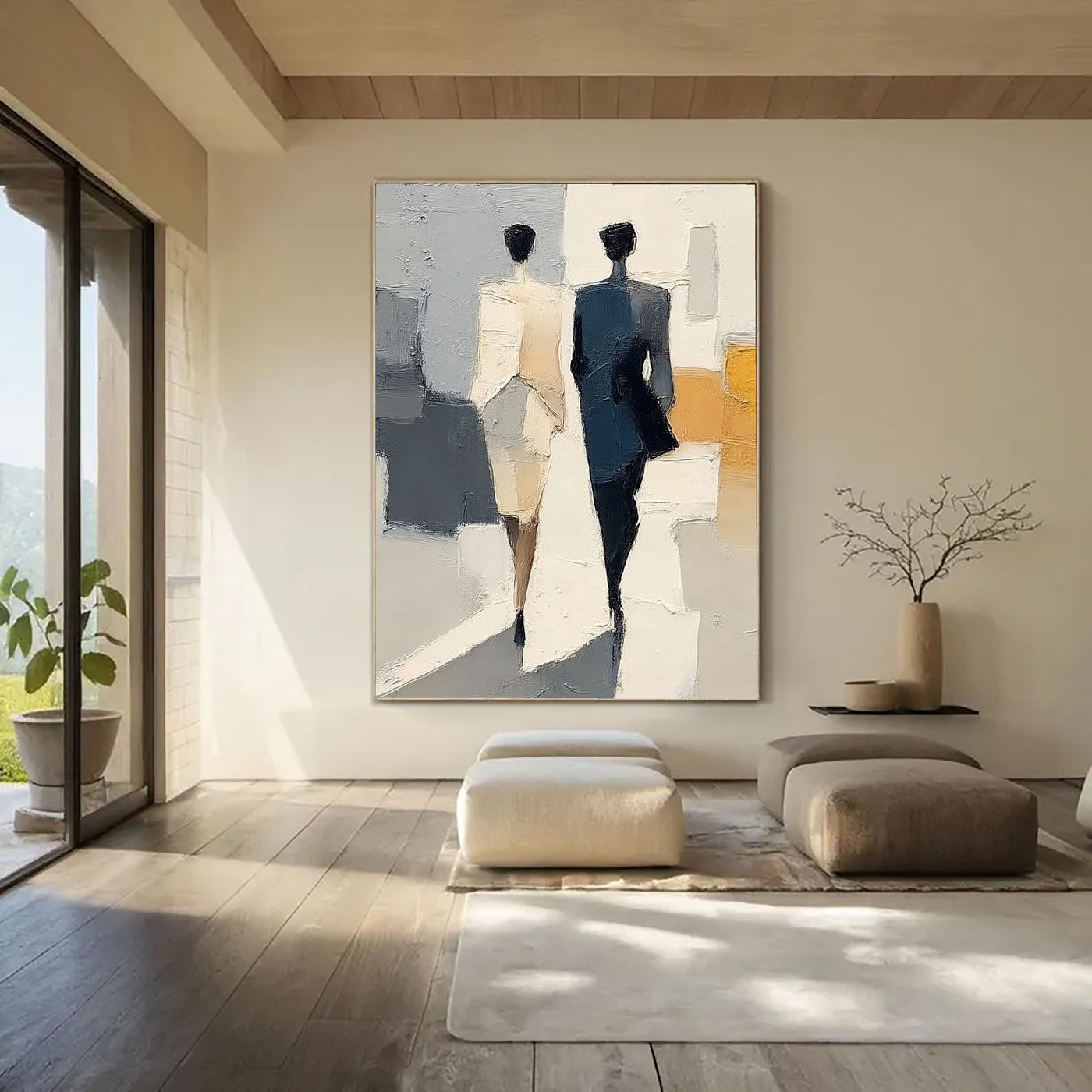 Silhouetted Figures Stroll | Urban Hues