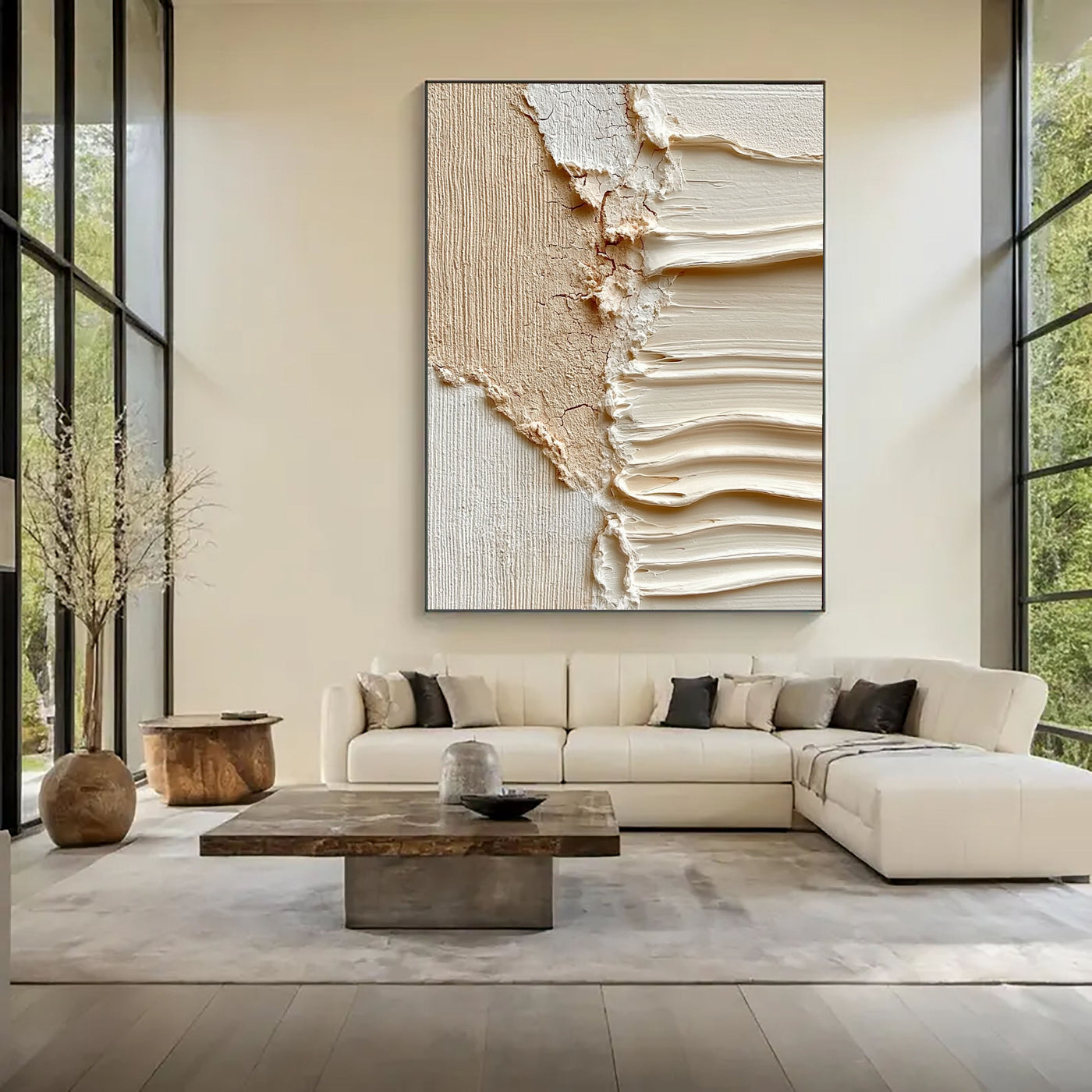 Textured Beige Undulation | Cream Ripples