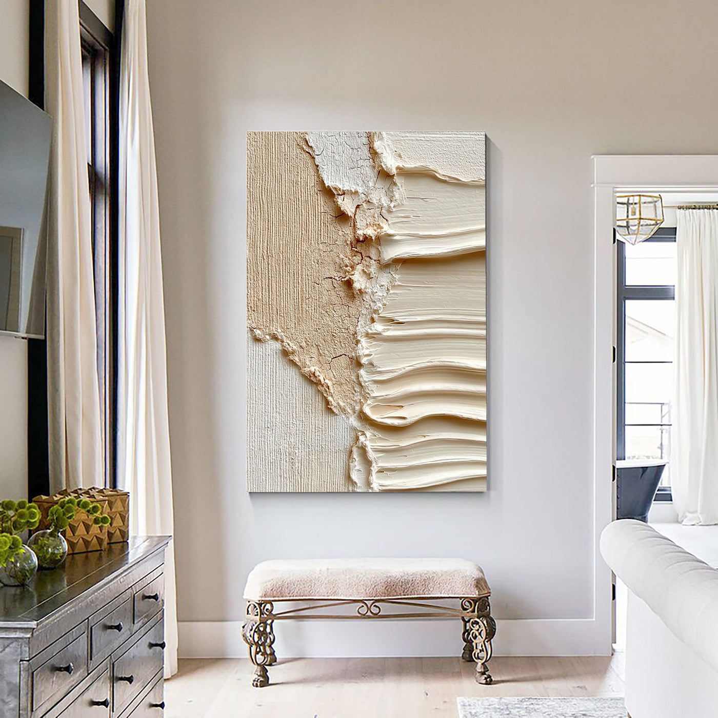 Textured Beige Undulation | Cream Ripples