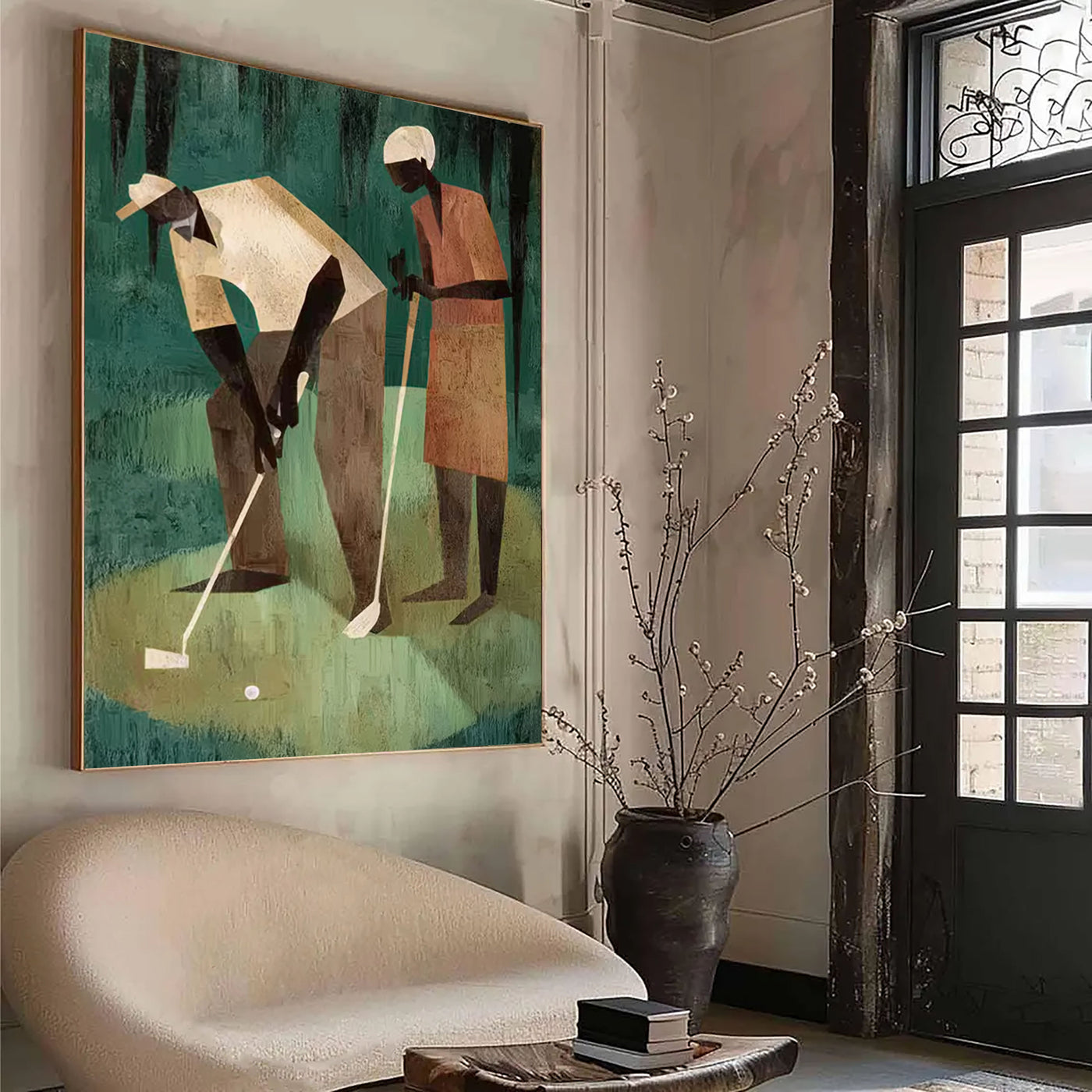 Geometric Golf Scene | Earth & Green