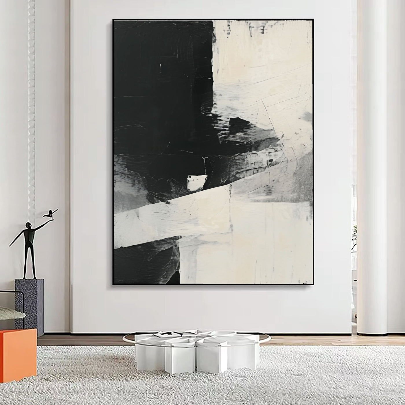 Textured Monochrome Blocks | Black Beige