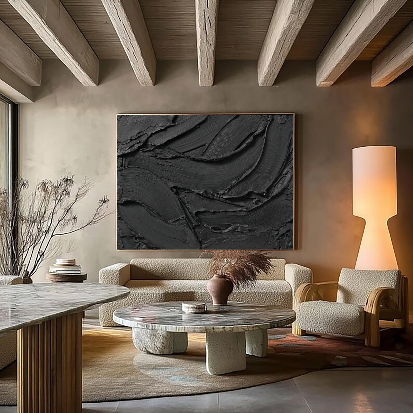 Textured Ebony Swirls | Dark Cascades