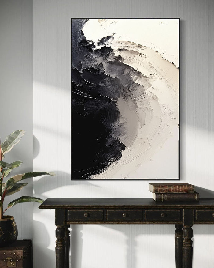 Textured Monochrome Wave | Black Gray