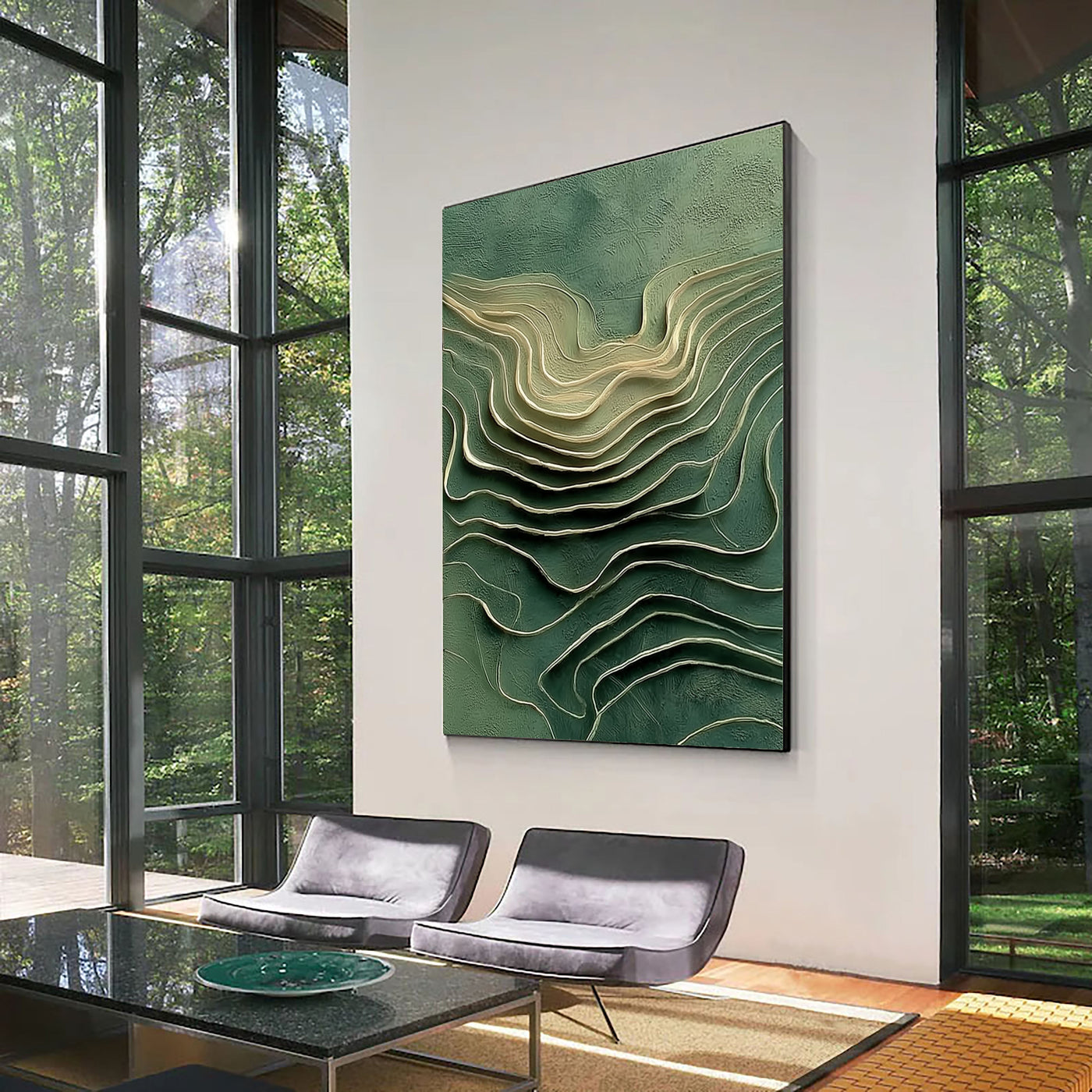 Layered Wave Serenity | Emerald Flow