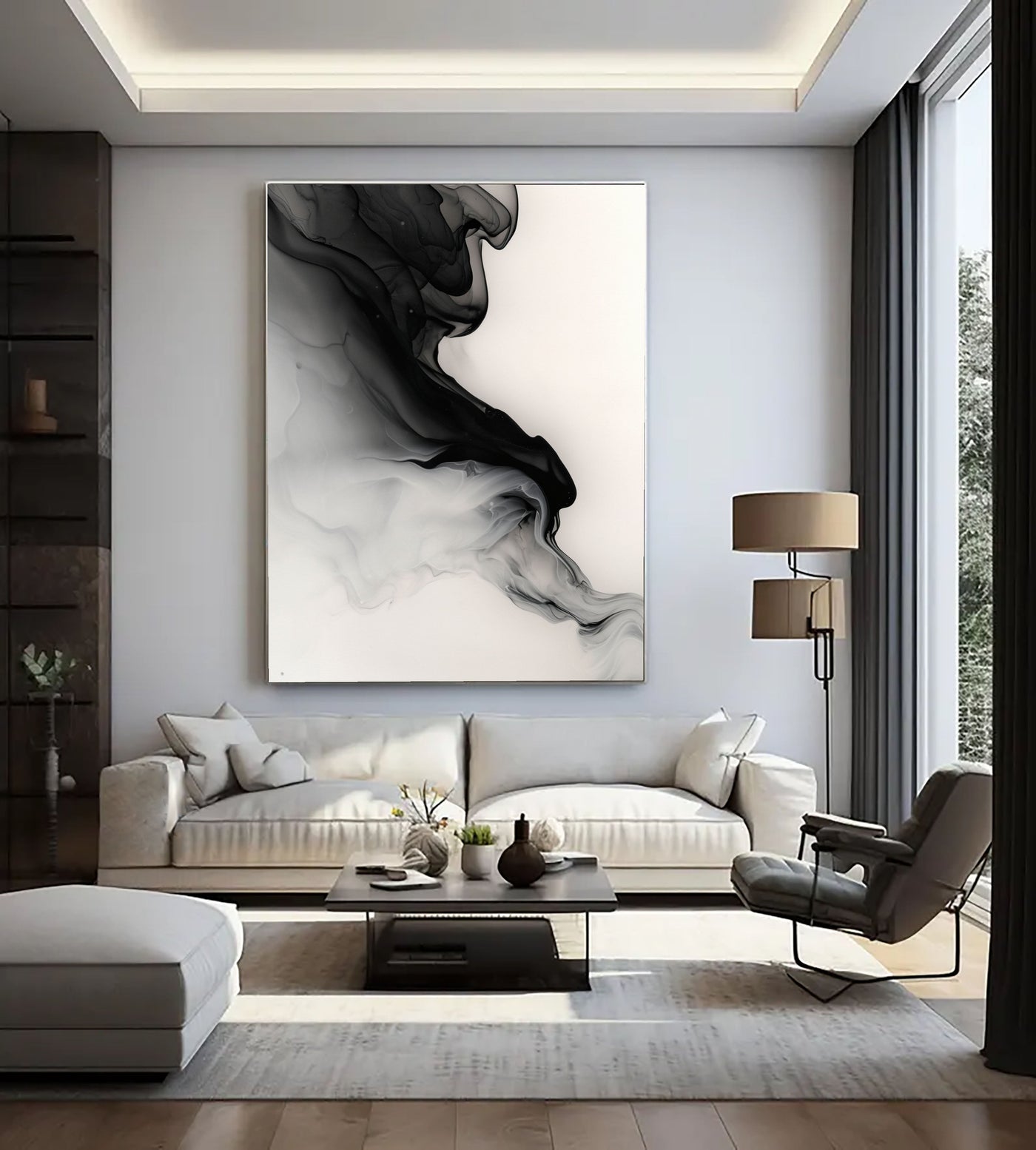 Textured Monochrome Flow | Black Gray
