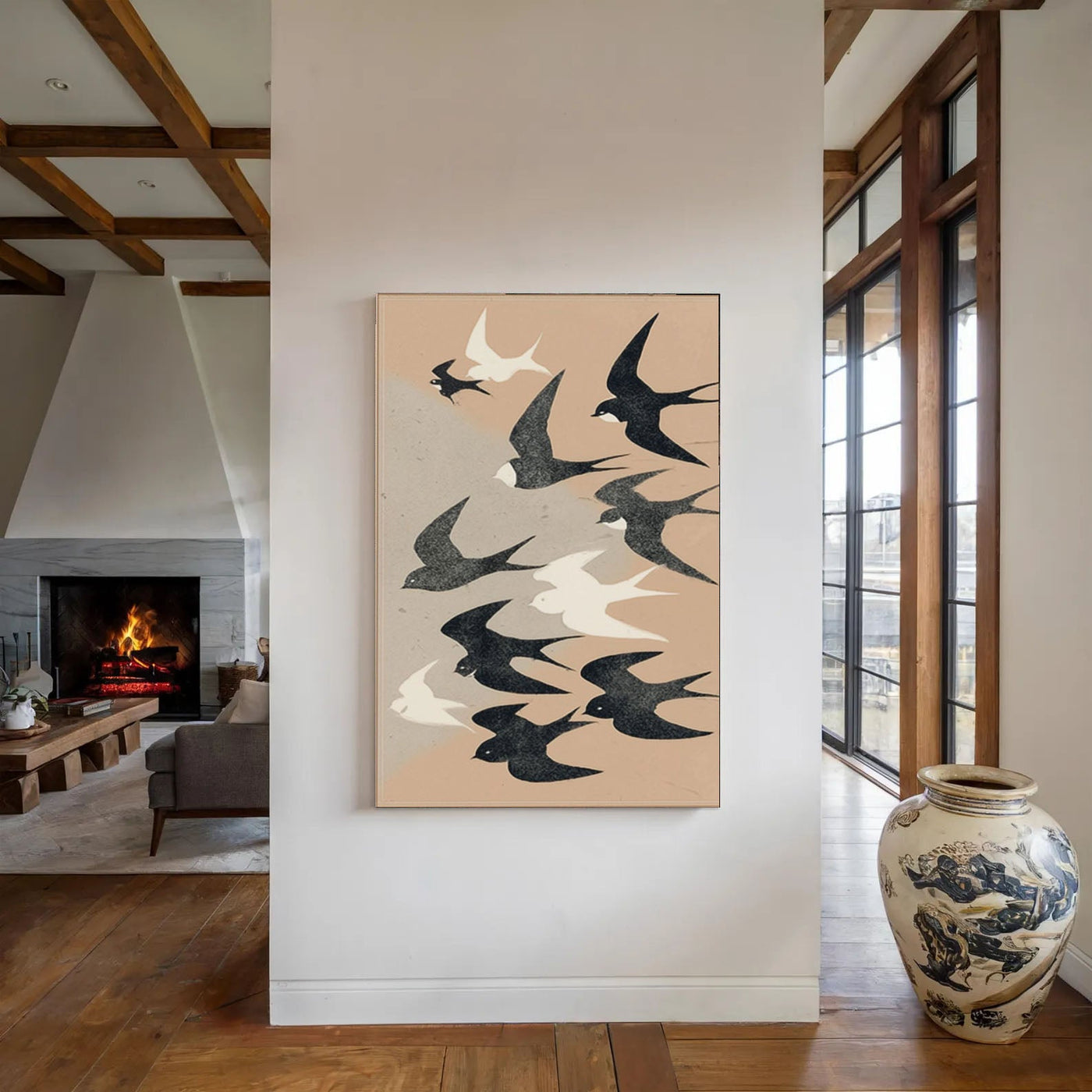 Graphic Bird Silhouette | Beige Sky
