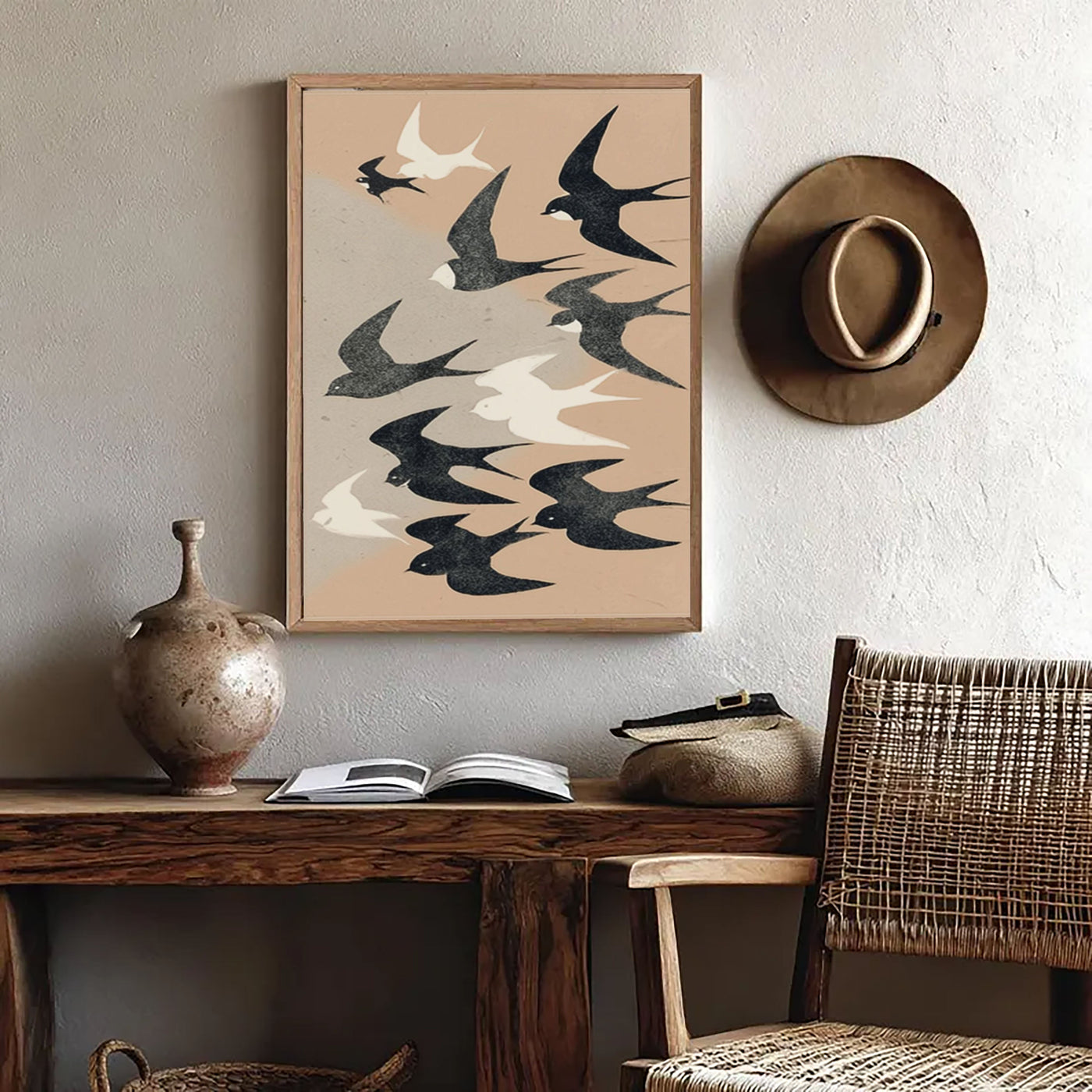 Graphic Bird Silhouette | Beige Sky