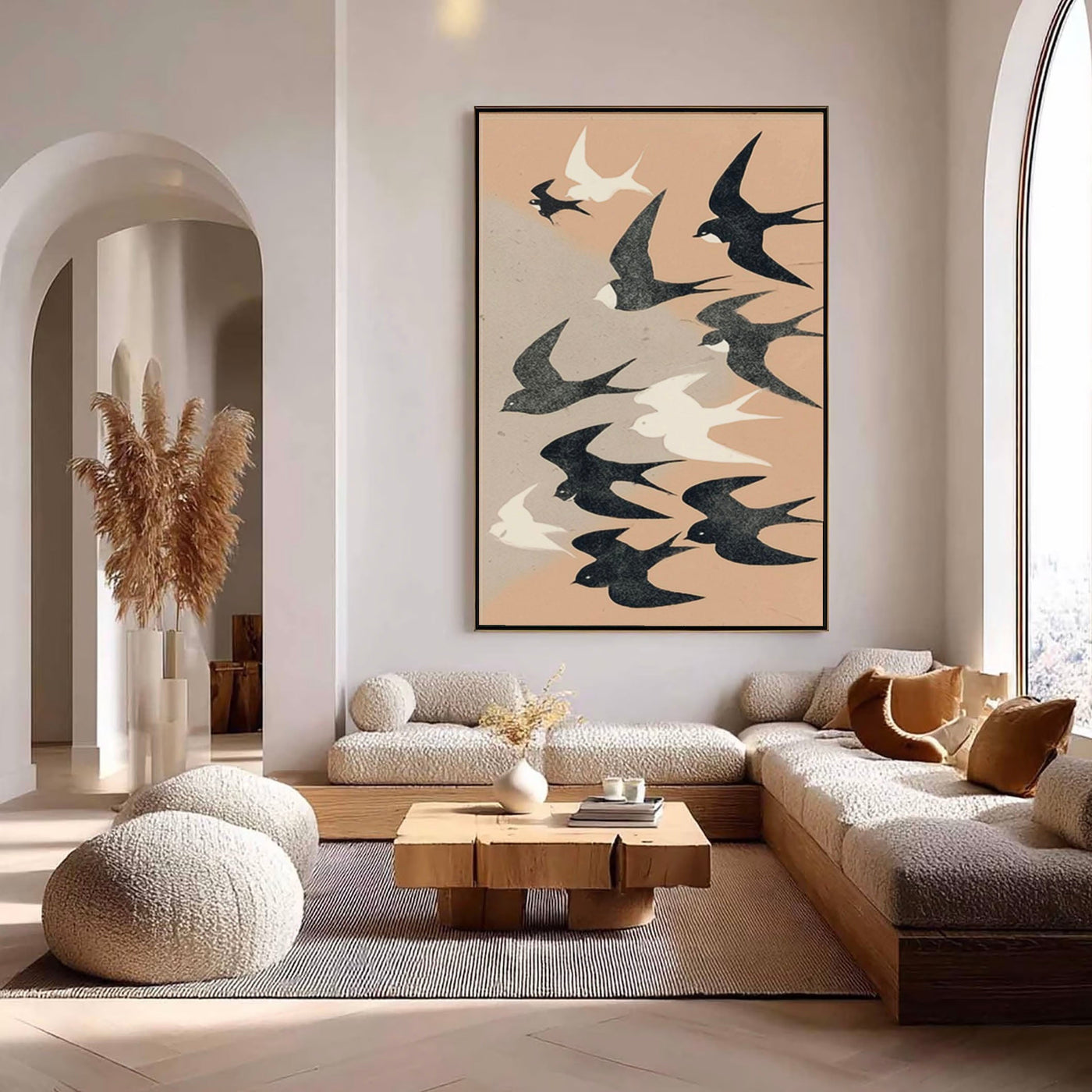 Graphic Bird Silhouette | Beige Sky
