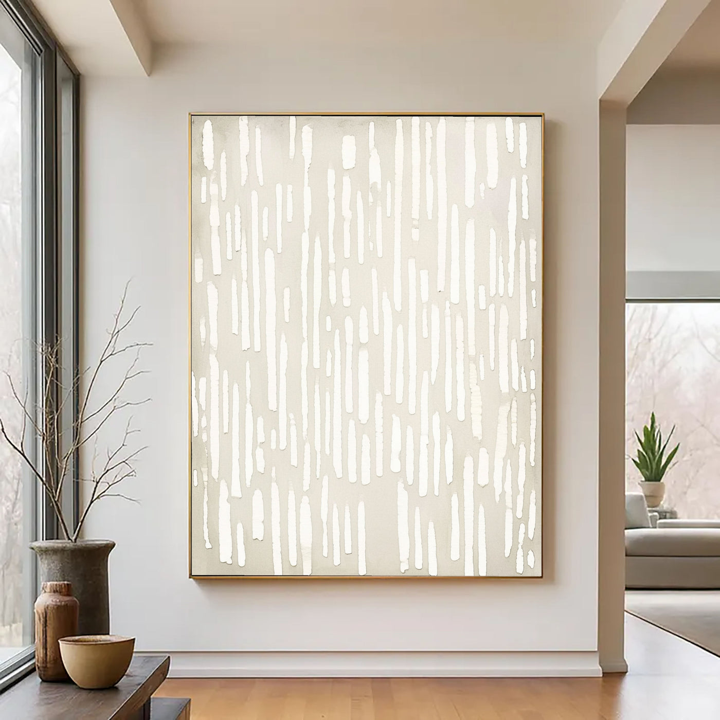 Textured Linear Grace | Ivory Stroke