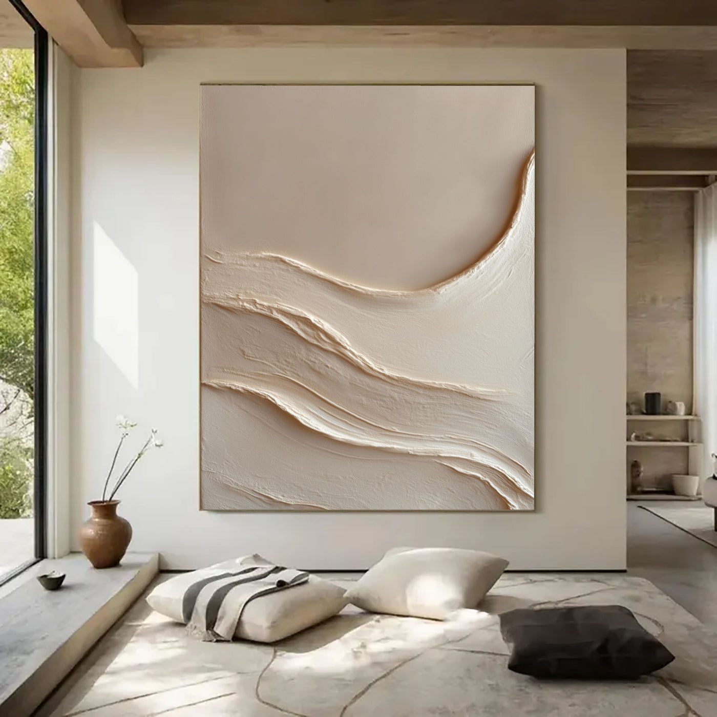 Sanftes Beige Relief | Wellenförmige Textur