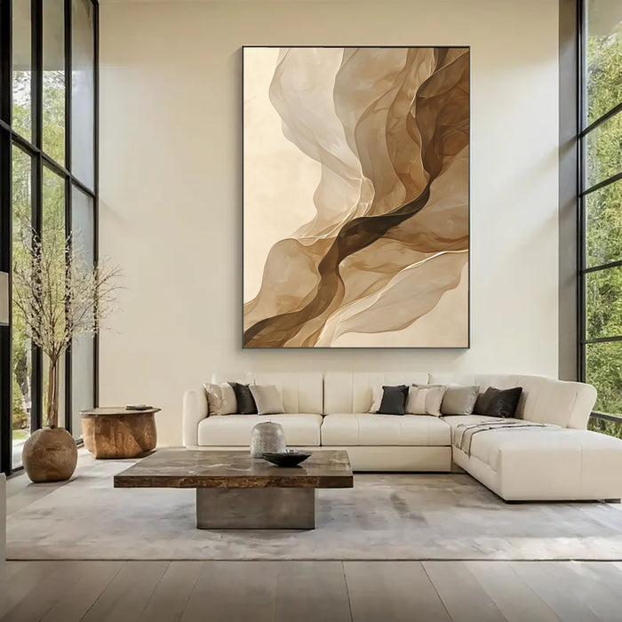 Flowing Silk Elegance | Beige Whirl