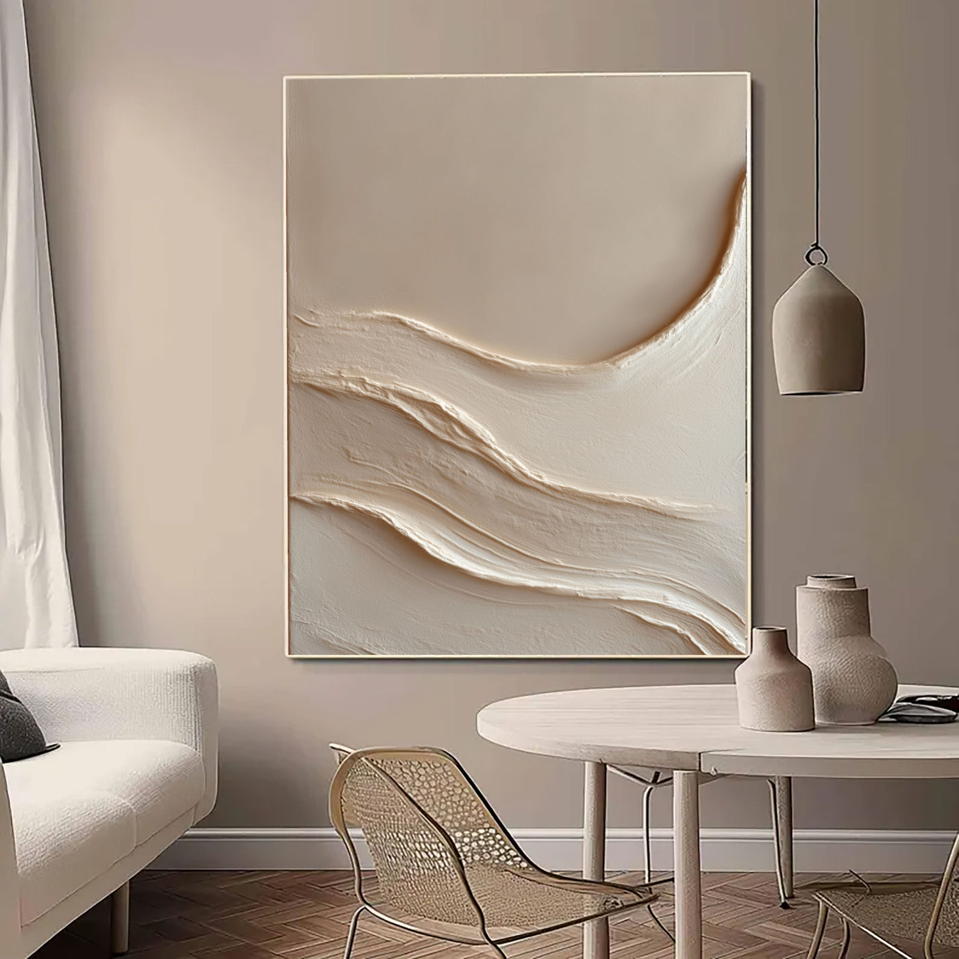 Sanftes Beige Relief | Wellenförmige Textur