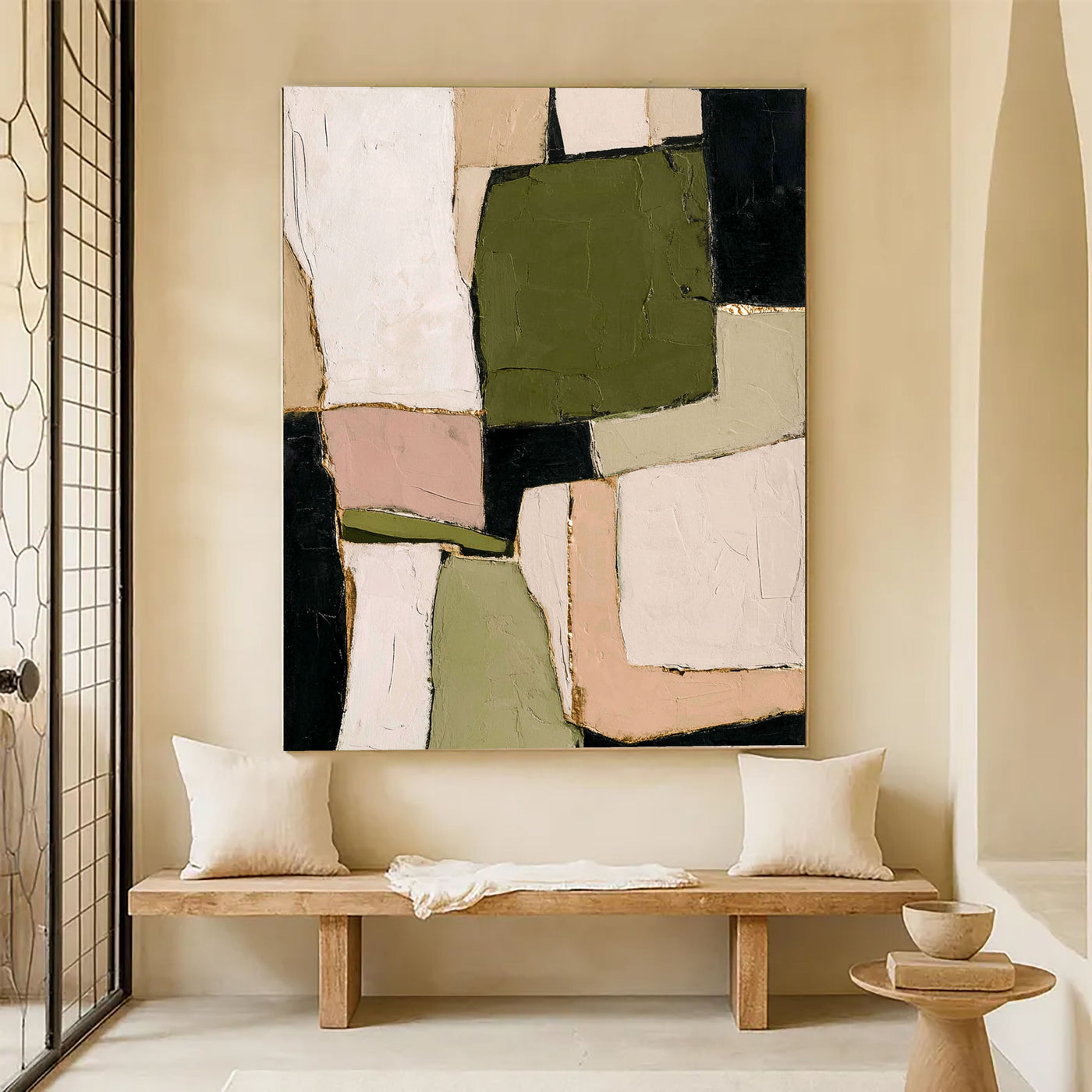 Textured Geometric Harmony | Olive Blush