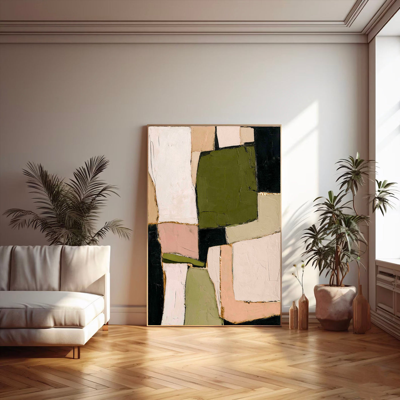 Textured Geometric Harmony | Olive Blush